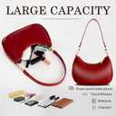 Shoulder Bags for Women Leather Cute Hobo Tote Handbag Under the Arm Purses Mini Clutch Purse with Zipper Closure (Red)
