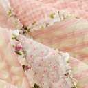Cmfshape Garden Floral Quilt Bedspread Twin Size, Patchwork Pink Quilt Set with 1 Pillow Sham,Summer Bedding Set for Girls Women,Soft Lightweight Bed Coverlet for All Seasons (Twin68x86 Pink&Yellow)