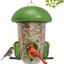 LONA Bird Feeders for Outdoors Hanging – 3 Separate Compartments, 3 Feeding Ports, Weatherproof Dome & 3 Ways to Hang, Large Capacity for Cardinals/Finches (Green