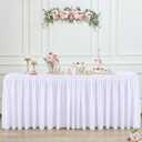 White Table Cloths for 6 foot Rectangle Tables Fitted Open Back Stretch White Ruffle Tablecloth for Craft Show Birthday Party Wedding Spandex Trade Show Desk Table Cover for Banquet Events Decorations