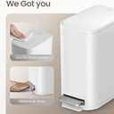 Cesun Small Bathroom Trash Can with Lid Soft Close, Step Pedal, 5 Liter / 1.3 Gallon Stainless Steel Garbage Can with Removable Inner Bucket, Waste Basket for Bathroom, Bedroom (White)