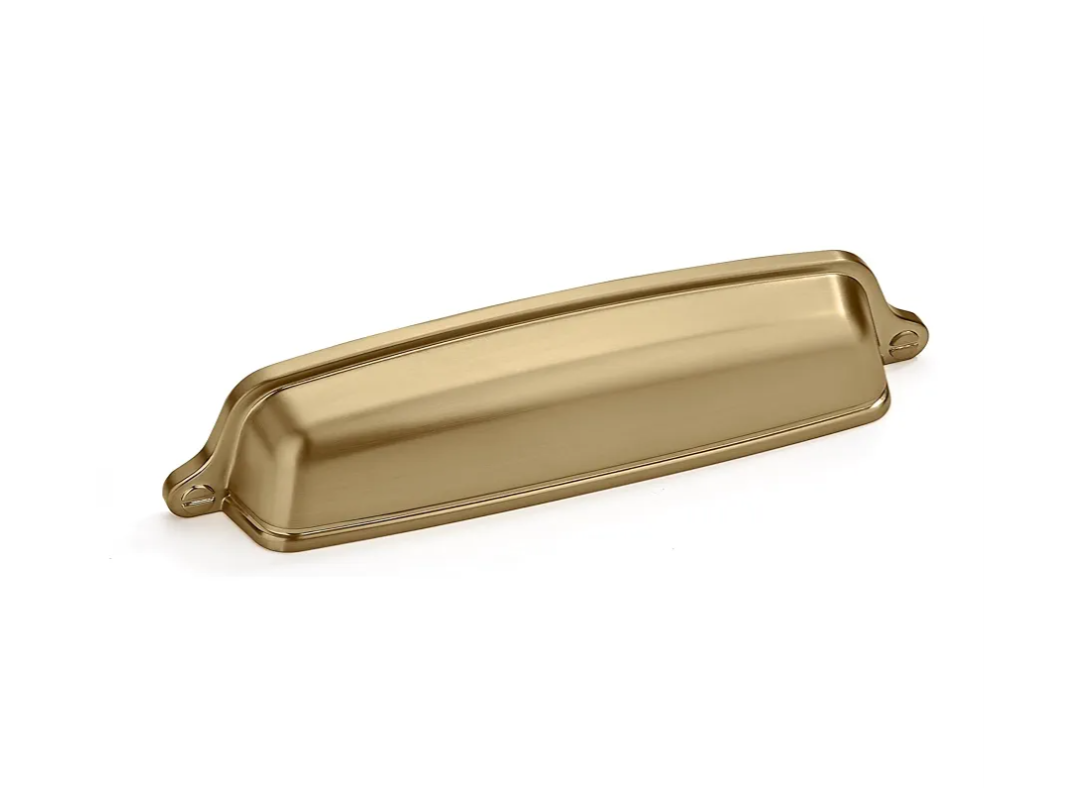Khtumeware 3 Pack 3-3/4 inch (96mm) Gold Cup Pulls - Brushed Brass Cabinet Hardware - Brushed Gold Drawer Pulls for Kitchen Cabinets