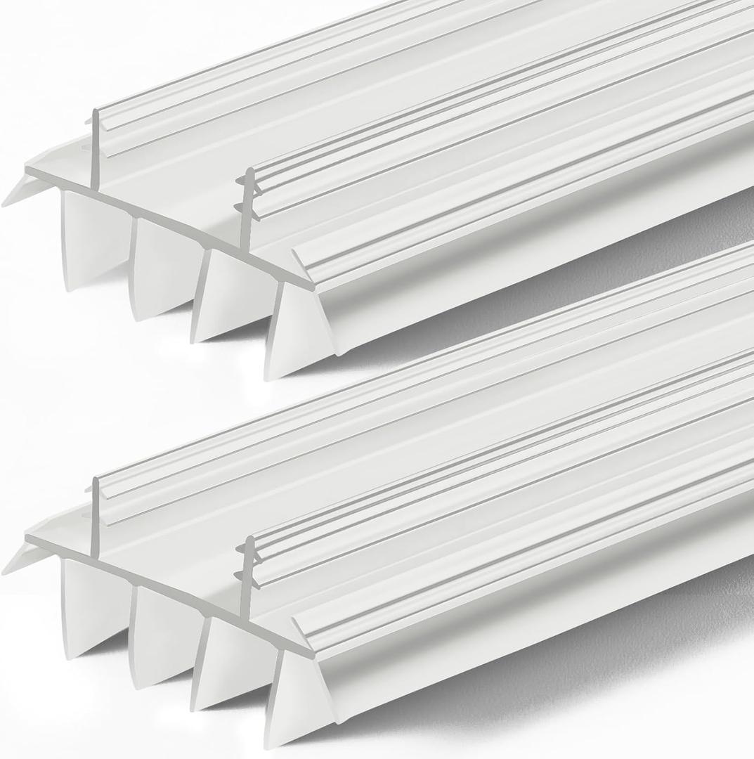 Pushglossy 2 Pcs Replacement Door Bottom with Vinyl Fins 36" Long 1 3/4" Wide Threshold Seal Bottom of Door Weatherstrip Kerf Weather Stripping for 7/8" Between Barbs (White)