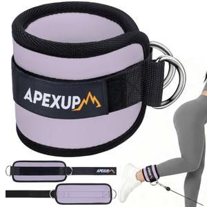 APEXUP Ankle Strap for Cable Machine, Ankle Resistance Bands, Cable Kick Back Ankle Straps for Gym, Glute Workouts, Leg Extensions, Adjustable Straps with Neoprene Padding (Single, Pastel Purple)