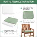 3 x Outdoor Chair Cushions Set of 6: Waterproof & Fade Resistant Seat Cushion for Patio Furniture - 18.5 x 16 x 2 Inch Chair Pads with Ties and Hidden Zipper - Patio Chair Cushion Replacement, Sage Green