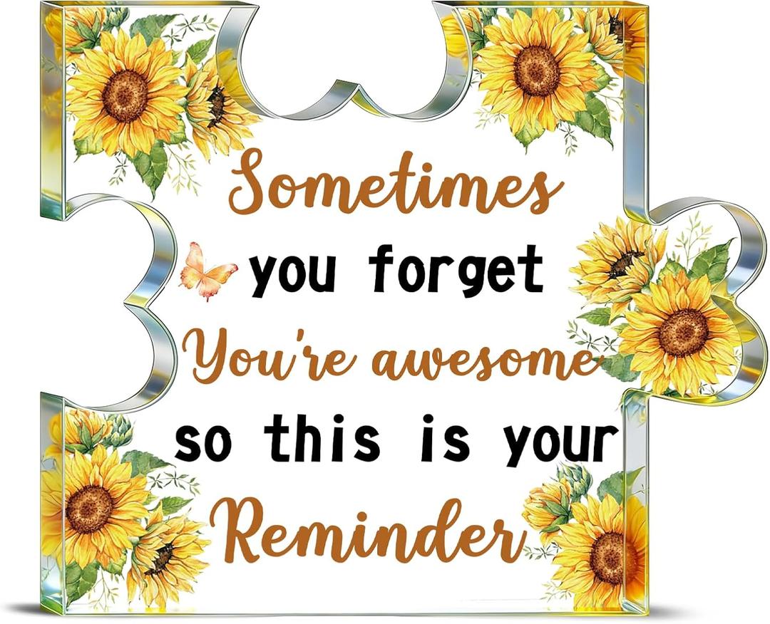 Motivational Gifts Unique Acrylic Plaque Inspirational Gifts For Women Men Students Teens Employees Friends Coworkers Sometimes You Forget You'Re Awesome Gift
