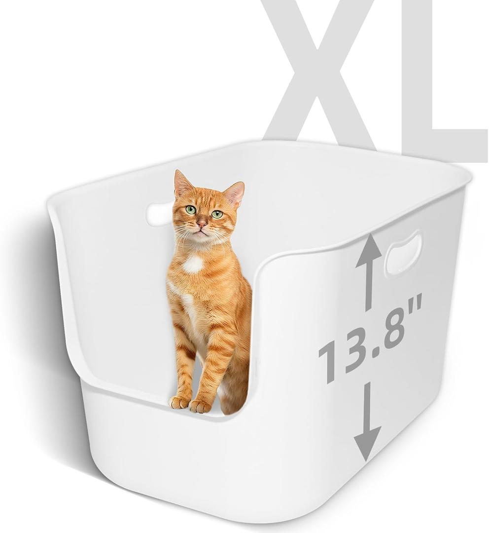 Extra Large High Sided Litter Box,22.6"14.8"13.8" XL Cat Litter Box for Indoor Cats,Jumbo Cat Box for Big Cats,Open Top Tall Litter Pan with High Wall,Easy to Clean,Anti-Splashing Design