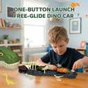 Dinosaur Launch Tracks Toys with Rolling Wheels & Storage Box & Shoulder Bag, 3-in-1 Toy Set for Kids 3+, Cool Dinosaur Car Playset for Toddler Boys & Girls' Festival Gift (Tyrannosaurus rex)