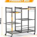 Garden Tool Organizer with Lockable Wheels, Yard Tool Storage Rack for Garage, Garden Tool Stand for Rake, Brooms, Indoor & Outdoor Use