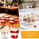 120 Pcs Plastic Dessert Cups with Spoons, 5 OZ Mini Clear Plastic Dessert Parfait Cup, Reusable Square Dessert Shot Glasses and Round Goblet for Party Ice Cream Cake Yogurt Fruit Pudding