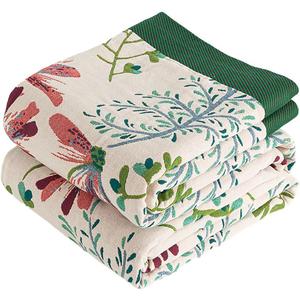 VANJOROY Boho Throw Blanket, 100% Organic Cotton Breathable Ultra Soft 91" x 98" Bed Quilt Throw - All Season Floral Rustic Farmhouse Decor Luxury Reversible Blanket for Sofa Couch Chair and Gift (Flower-green)