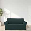 Cupuamon 2025 New Stretch Loveseat Sofa Slipcovers Couch Cover for 2 Cushion Furniture Protector Sofa Covers with Elastic Bottom Jacquard Fabric Small Checks for Pets, Kids - Hunter