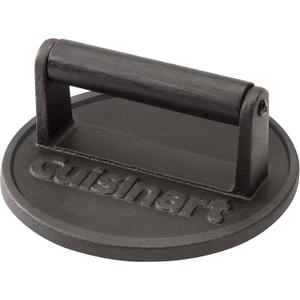 Cuisinart 6.5" Cast Iron Smashed Burger Press, Round Flat Edge Grill Press for Crispy Smash Burgers, Burger Tool for Grill and Griddle Accessories, for BBQs and Tailgates