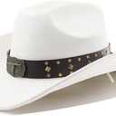 LIDHAY Cowboy Hat for Women Men with Shapeable Wide Brim Western Suede Hat for Cowboys and Cowgirls (Off-white)