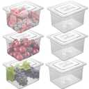 Cheardia 6 Pack 1/6 Size Polycarbonate Food Pans with Lids, Plastic Clear Restaurant Containers Salad Bar Containers for Fruits, Vegetables, Kitchen Food Prep, 4 Inch Deep