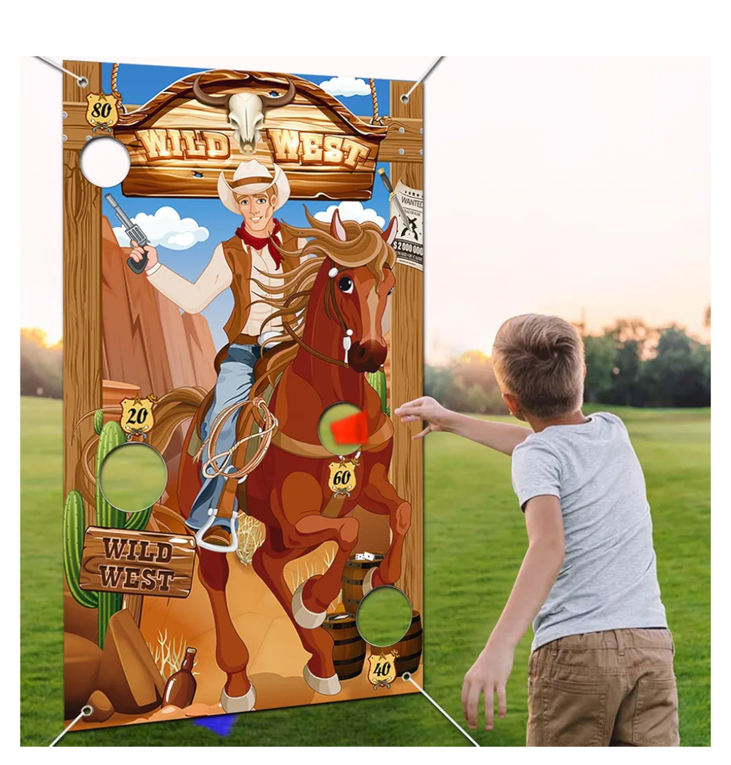 iPartycool Cowboy Game, Western Party Games, Cowboy Bean Bags Toss Across Game, Horse Outdoor Games for Family, Cowboys Theme Party Decorations, Cowboys Gifts for Men Kids