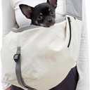 NATUYA Dog Sling Carrier for Small Dogs - Adjustable Padded Strap & Waterproof Lightweight Puppy Travel Bag with 3 Storage Pockets, White Grey