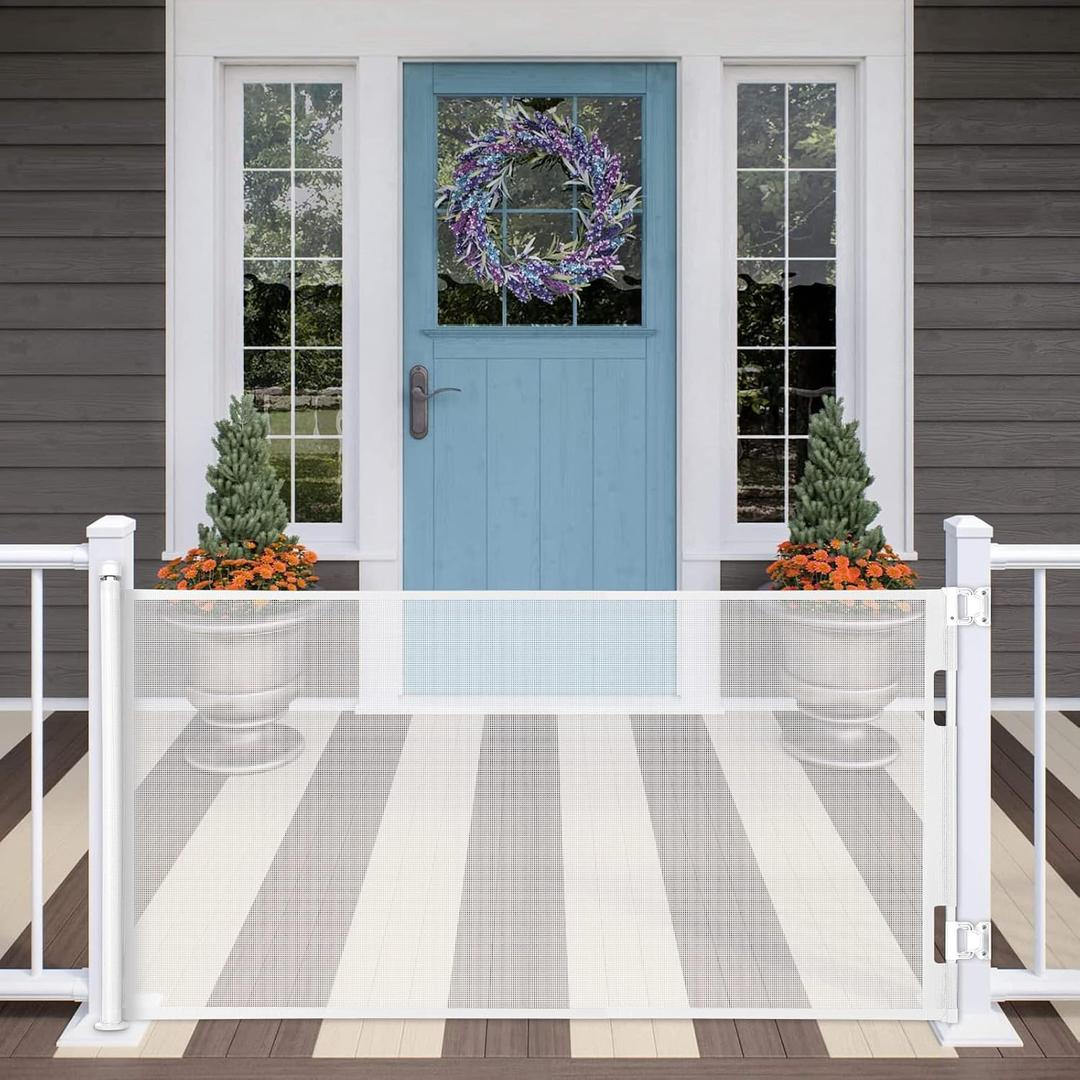 Retractable Baby Gate, Extra Wide Safety Kids or Pets Gate, 33 Tall, Extends to 71 Wide, Mesh Safety Dog Gate for Stairs, Indoor, Outdoor, Doorways, Hallways