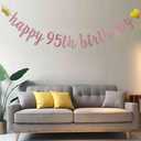 2 x Happy 95th Birthday Banner, Pre-Strung,Rose Gold Glitter Paper Garlands for 95th Birthday Party Decoratiopns Supplies, Letters Rose Gold,ABCpartyland