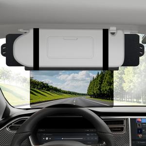 Veharvim Sun Visor Extender for Car (Polarized, UV400, PC Lens, 2 Side Sunshade), Car Visor Extender Sun Blocker, Visor Extender Attachment, Anti-Glare for Safe Driving (Light Black, 1 Pack)