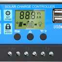 30A Solar Charge Controller, 12V/24V Dual USB Solar Panel Battery Intelligent Regulator with LCD Display, PWM Auto Parameter Adjustable, Timer Setting, Multiple Load Control Modes