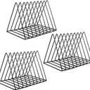EASEPRES Vinyl Record Holder Storage, 9 Slot Metal Magazine Book Album Display Rack, Stylish Triangle Desktop File Sorter Organizer for Home Office, Black Pack of 3