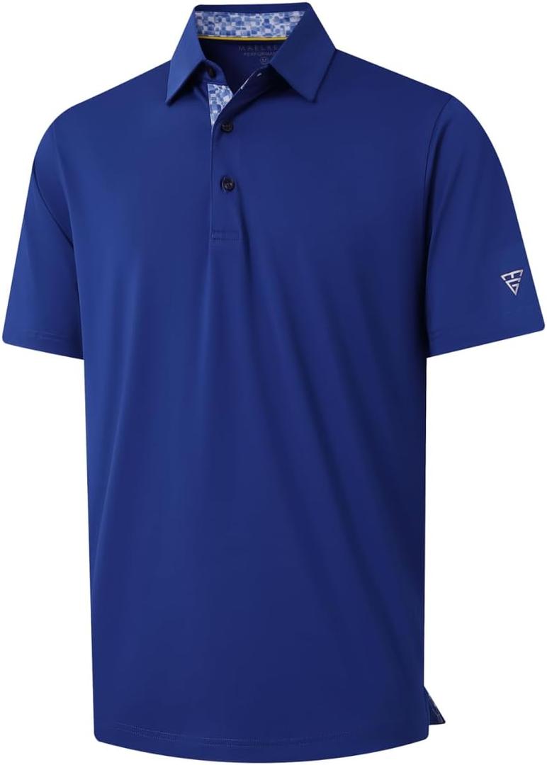 Men's Polo Shirts Short and Long Sleeve Casual Solid Stylish Dry Fit Performance Designed Collared Golf Polo Shirts for Men (X-Large, Klein Blue)