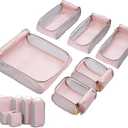 BAGSMART Keep Shape Packing Cubes for Travel, 6 Set Travel Cubes for Packing, Lightweight Suitcase Organizer Bags Set for Travel Essentials Peach