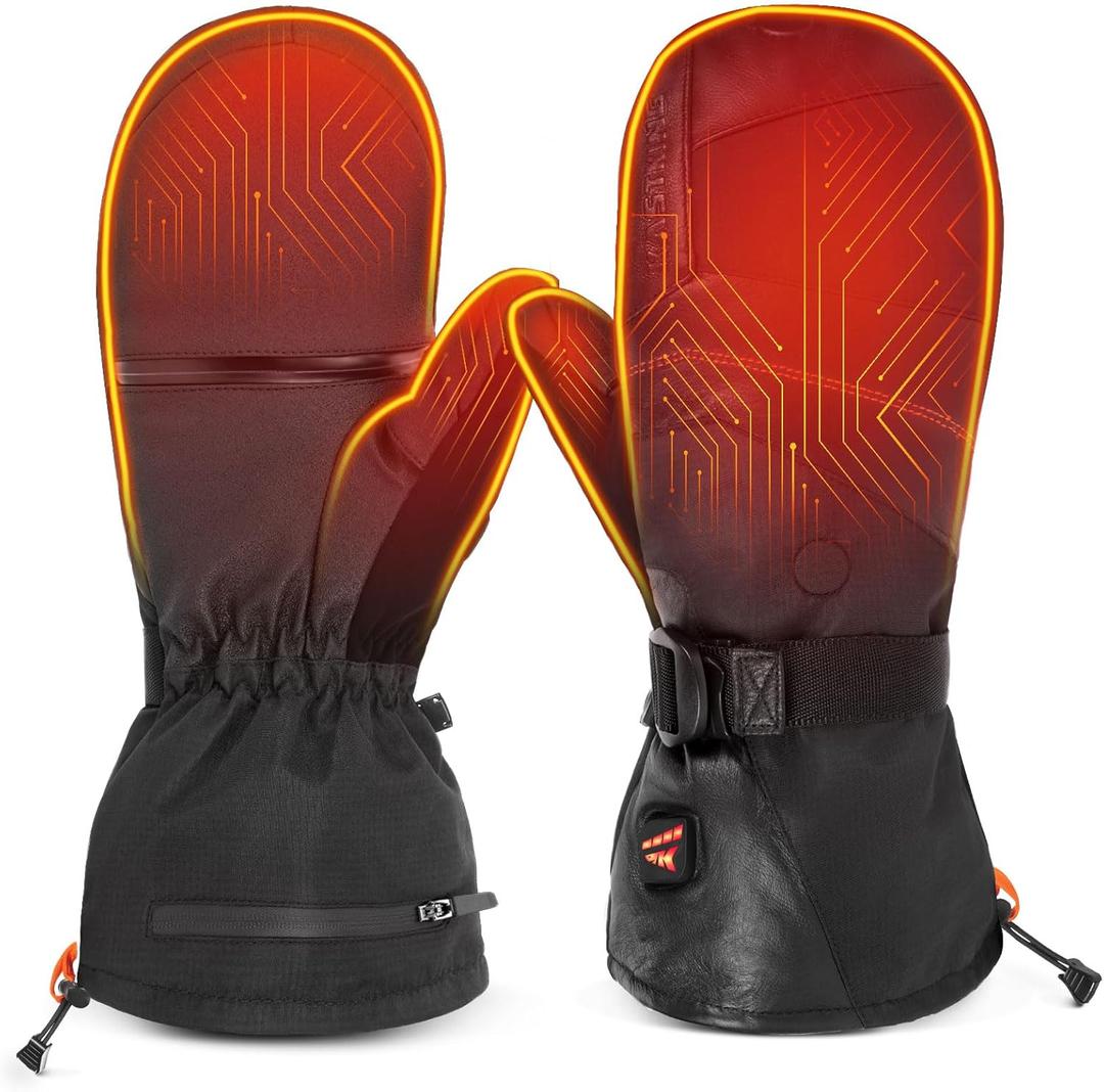 KastKing Calido Heated Mittens for Men, Rechargeable Heated Gloves for Ice Fishing Skiing, Flip-Top Design, Water-Resistant (Medium)