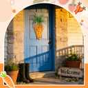 24" Pre-lit Tulip Carrot Easter Wreath for Front Door Spring Carrot Swag with Battery Operated Lights & Burlap Bow Farmhouse Spring Wreath for Porch Wall Artificial Flower Welcome Hanging Sign