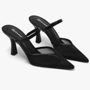 USIMAD Women's Mesh Mule Heels with Memory Foam Insole Pointy Toe Arch Support Size 6.5, Black 