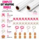 HURUC Clear Cellophane Wrap for Hampers 40cmx30m with Large 10 Pull Bows 2 Ribbons & 5 Gift Tags, Florist Cellophane Wrap Rolls to pack Gifts Chocolates Flowers for Birthday, Anniversary, Wedding