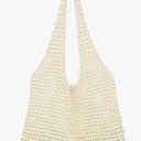 WHIPPY Crochet Tote Bag for Women Cute Crochet Mesh Beach Tote Summer Vacation Aesthetic Boho Knit Bag for Women Shoulder