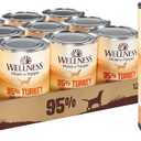 Wellness 95% Turkey Adult Canned Wet Dog Food, Grain Free, Natural, 13.2 oz, Pack of 12 Cans (EXP 04/01/29)