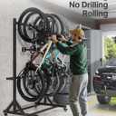 monTEK Freestanding Bike Storage Rack for 5 Bikes, Heavy Duty 350LBS Vertical Bike Stand with 5 Bike Hooks & 6 Helmet Hooks, Indoor and Outdoor Bike Storage Rack with Locking Casters