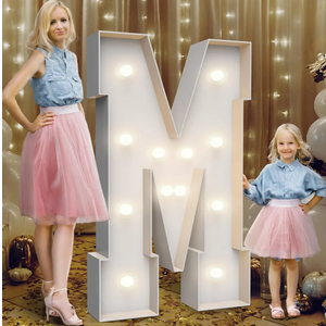 4FT Marquee Light Up Letters M,Party Decoration Large Marquee Light Up Letters with Weighted Water Bag,Pre-cut Foam Board Set Can Be Used for Birthdays,Weddings,Baby Anniversaries
