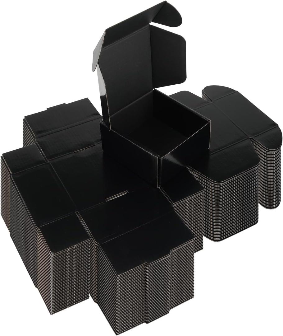 Rempry 50 Pack 4x4x2 Black Shipping Boxes, Small Cardboard Mailer Boxes for Small Business Shipping Packaging