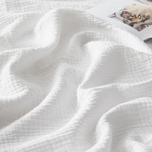 100% Cotton Muslin Blanket King Size 4-Layer for Bed Breathable Lightweight Soft Large Boho Farmhouse Linen Tassels Ruffle Gauze Blankets All Season for Adults 108x90 Inches White