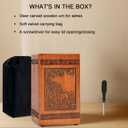 Deer Carving Wood Urns for Human Ashes Adult Man - 250 Cubic Inch Cremation Urn Box for Ashes Adult Male, Funeral Memorial Decorative Urn with Satin Bag