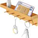 MKO Key Holder for Wall, Mail Organizer and Key Rack with Tray for Hallway, 6 Key Hooks Wall Mount Adhesive(Gold)