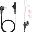 CP200D Earpiece for Motorola Walkie Talkie and Radio with PTT/Mic, Compatible for CP200D CP100D R2 CP200 CP185 BPR40 CLS1410 CLS1110 RMU2040 RMU2080D, Acoustic Tube Surveillance Headset (Black-3)