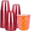 50Pcs Pink Plastic Cups Dome Clear Disposable Party Cup 12oz Cold Coffee Beverage Snacks Wine Glasses for Halloween Graduation Birthday Xmas Party Holiday Gatherings (Pink, 12oz)