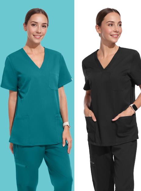 UnionMed Tech Medical Scrubs Set for Women - Classic V-Neck Top & Jogger Pants with Stretch Nursing Uniform Scrub Suit XL