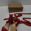 GENSHUO Women's Chunky High Heels Lace Up Strappy Block Sandals Open Toe Sexy Dress Heel Comfortable Prom Wedding Homecoming Party Graduation Shoes Red Size 8