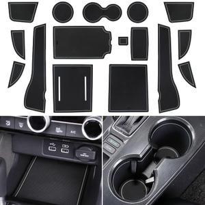 Center Console Liner for Honda Civic 11th Gen Sedan Accessories 2022-2024 2025 2026, Cup Holder Mat, Coaster Trim, Door Slot Pad, Non-Slip Interior, Custom Rubber Decoration Insert (16pcs, Gray)