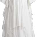 LTAKK Renaissance Dress Women Medieval Costume Victorian Dresses Peasant Gothic Fairy Witch Wedding Under Dress (XX-Large/3X-Large, White)