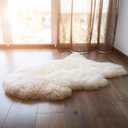 WaySoft New Zealand Sheepskin Area Rug Genuine Fluffy Wool, Multiple Sizes, Bedroom or Living Room Decor(2ft x 3ft, Ivory) (Natural (Yellow-white Ivory))