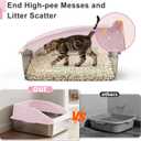 Stainless Steel Litter Box | XXL Deepened 8" Design Enclosed Box with Lid for Big Cats | High Sided, Anti-Urine Leakage | Non-Stick Bottom & Includes Litter Mat & Metal Scoop(Cute Pink)