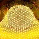 Christmas Net Mesh String Lights - 200 LED Outdoor Plug-in 9.8ft x 6.6ft Fairy Lights With 8 Modes - Waterproof for Bushes, Shrubs, Indoor, Christmas Tree, Halloween Decorations (Warm White)
