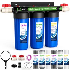 Whole House Water Filter System with 9 Filters, 0.5 Micron, 3/4" Ports